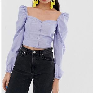 New ASOS Stradivarius cropped sweetheart neck top